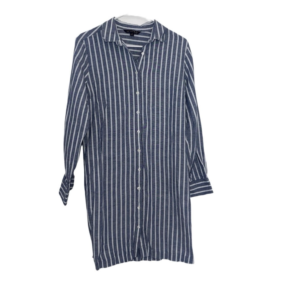Brooks Brothers Womens Beachy Blue White Striped Button Up Tunic Size 12